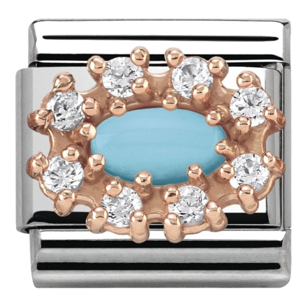 Classic Rose Gold Turquoise and CZ Link