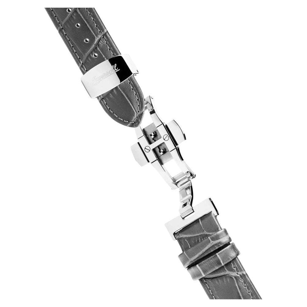 Mens The Herald Automatic Watch with Skeleton Dial and Grey Leather Strap