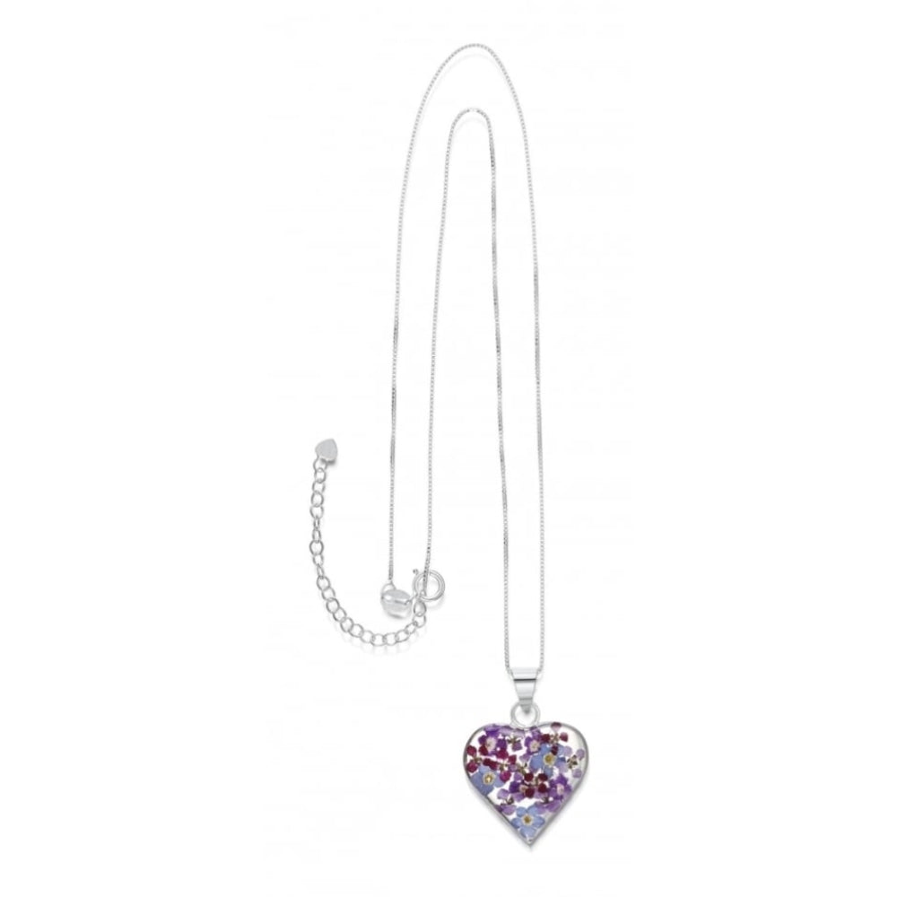 Silver Pendant - Purple Haze - Medium Heart