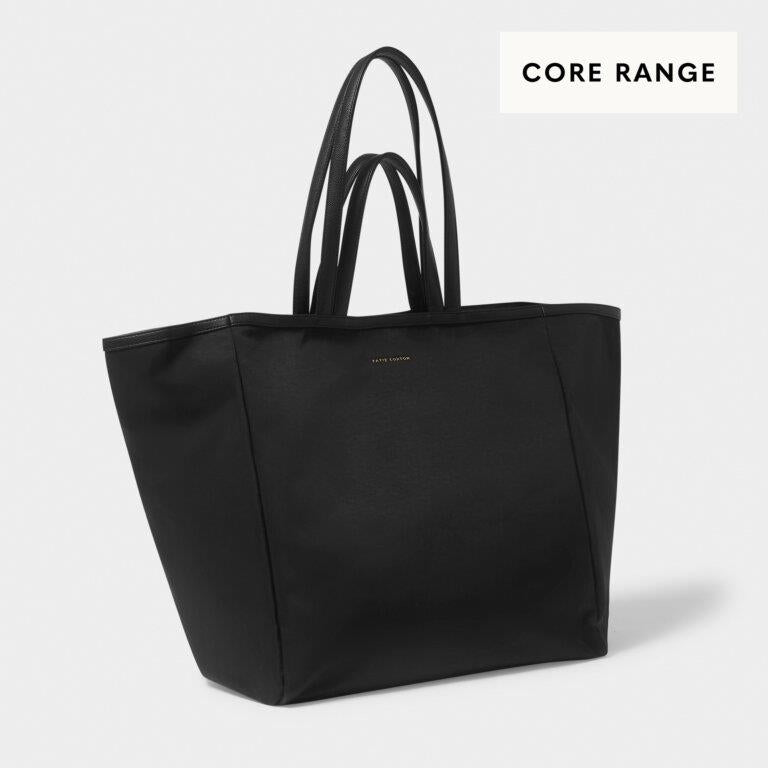 Nylon-Luxe Oversized Tote Bag - Black