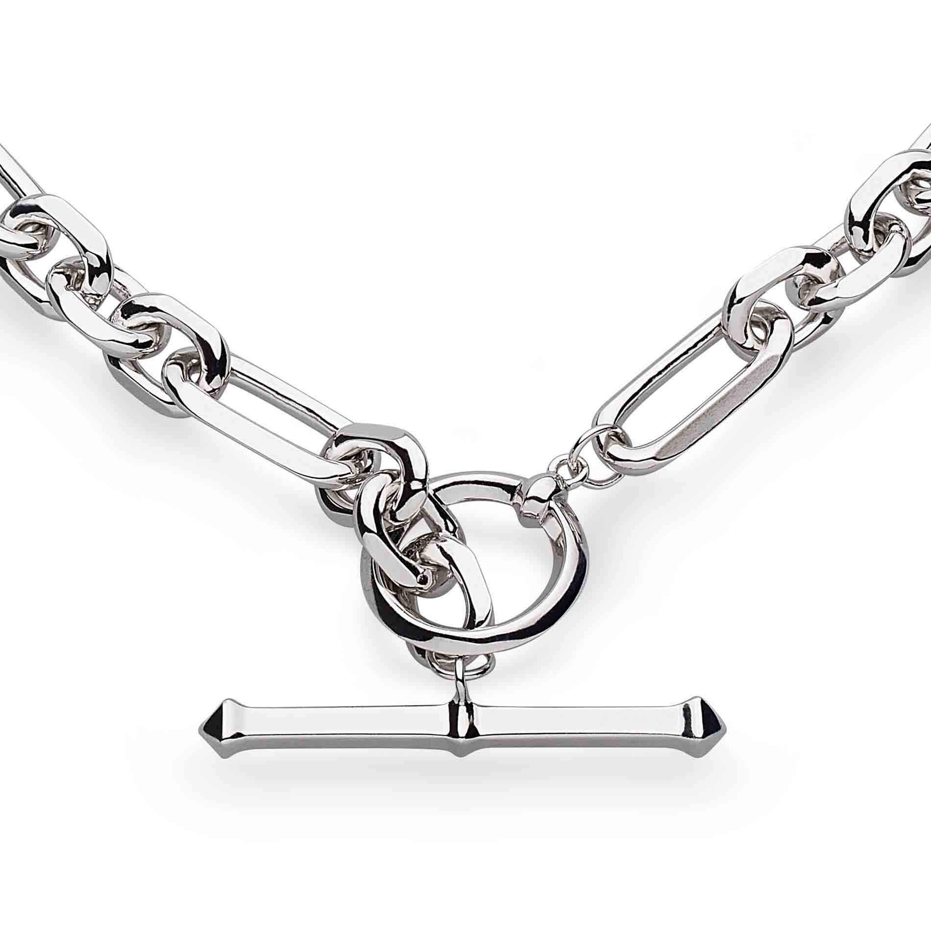 Revival Figaro Chain Link T-Bar Necklace (H)