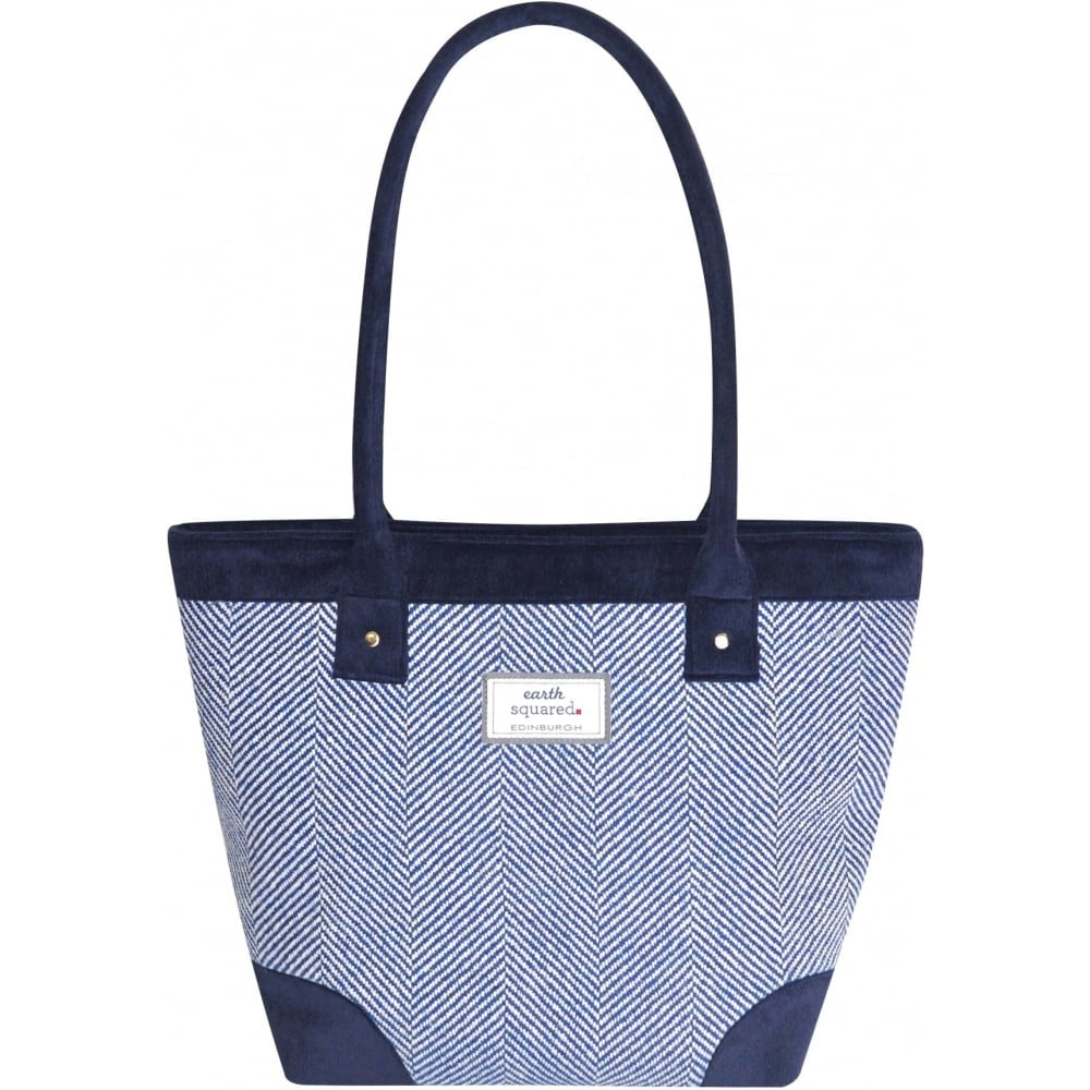 Blue Herringbone Tote Bag