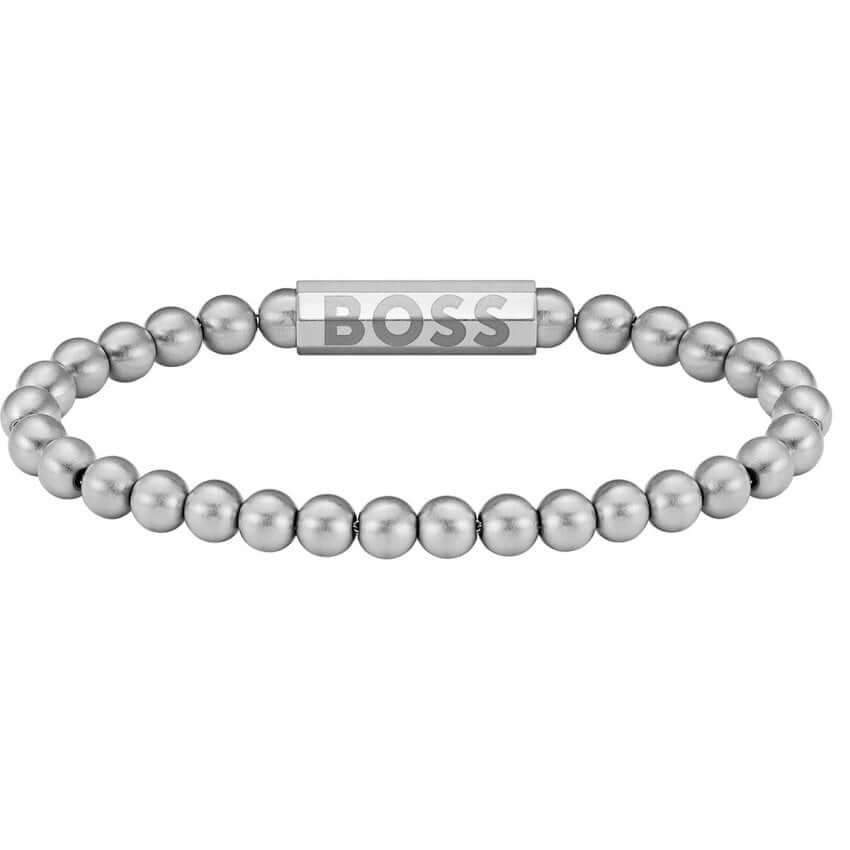 Sphere Beaded Stainless Steel Logo Clasp Gents Bracelet