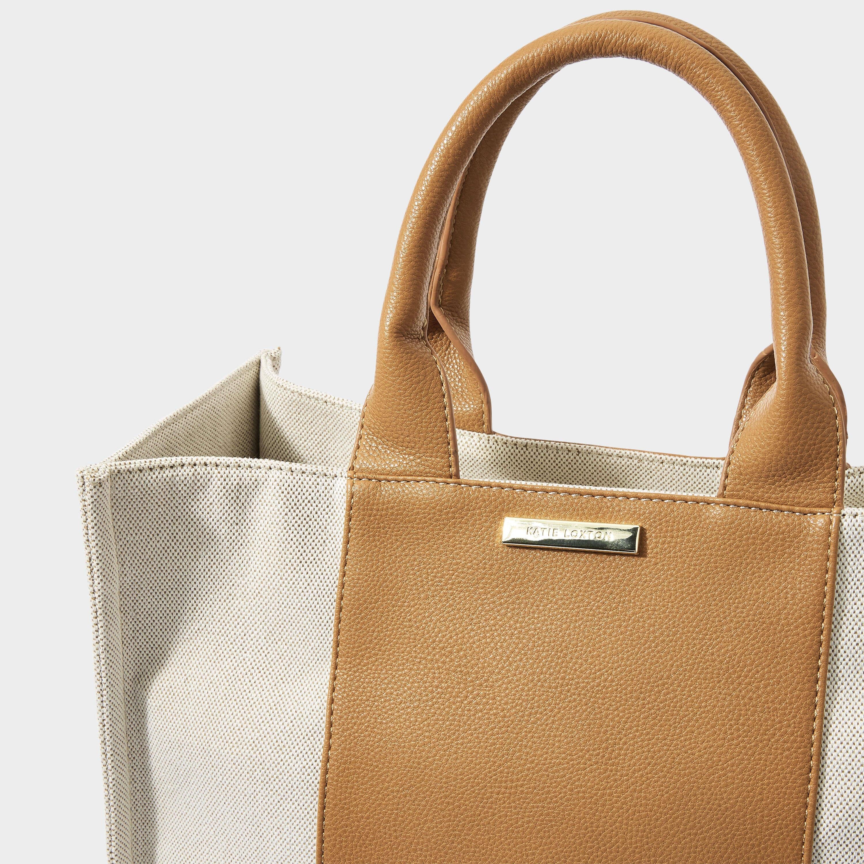 Amalfi Canvas Tote Bag | Cream & Light Brown