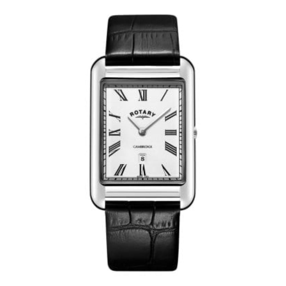 Rotary Stainless Steel Cambridge Shaped Gents Watch With Roman Numerals