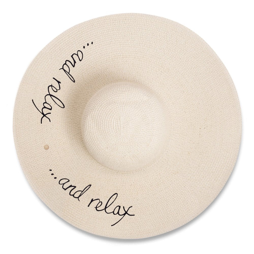 Straw Hat - ... And Relax - Black Writing - 14cm X 49cm