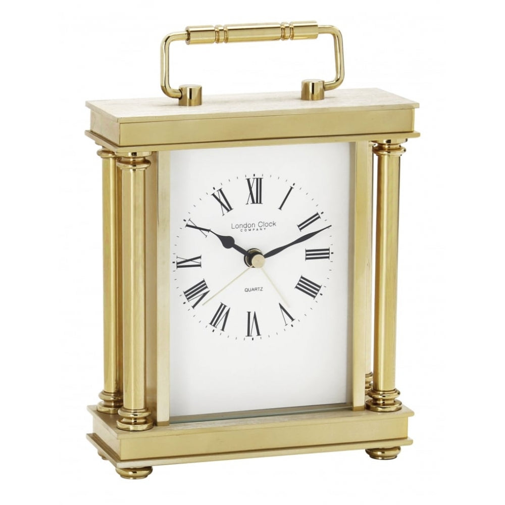 Gold Finish Carriage Clock With Alarm Function