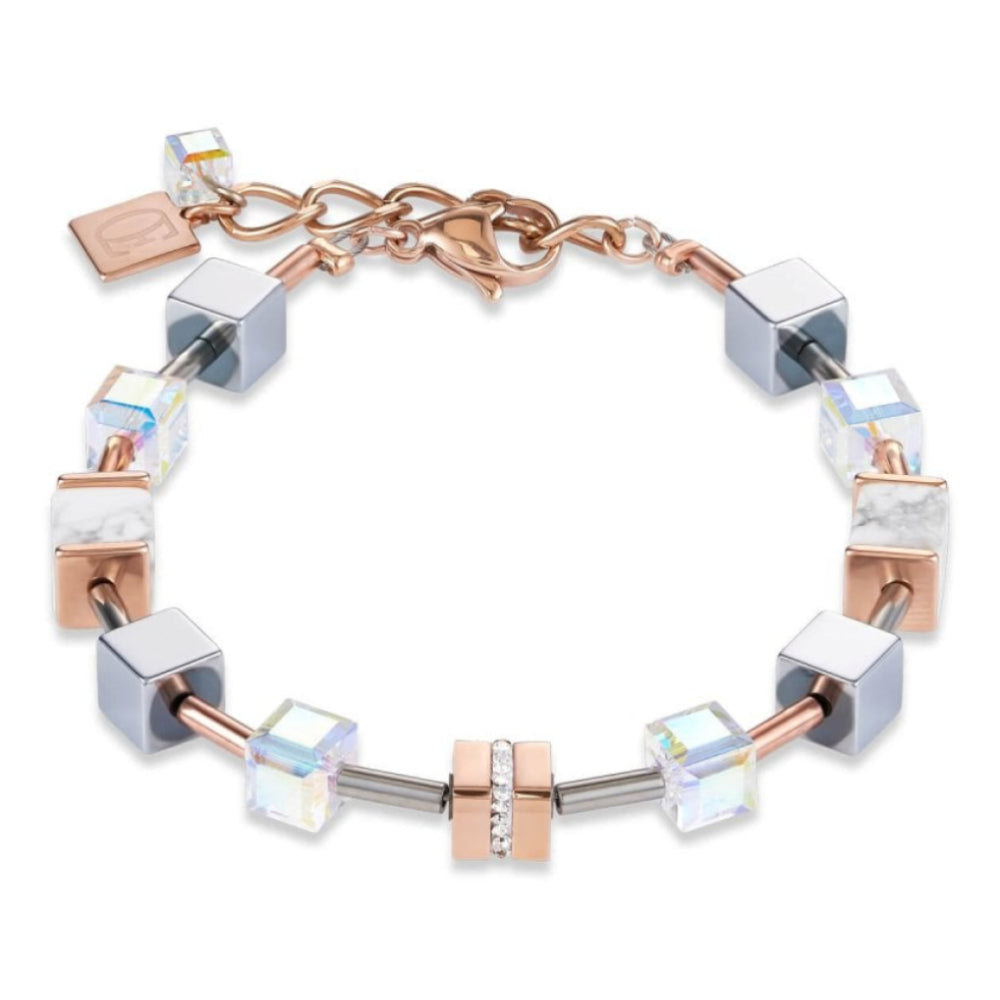 Rose Gold-White Geo Cube Bracelet