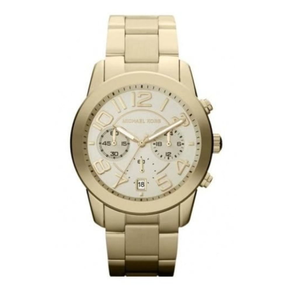 Ladies Gold Tone Chronograph Watch With Arabic Numerals