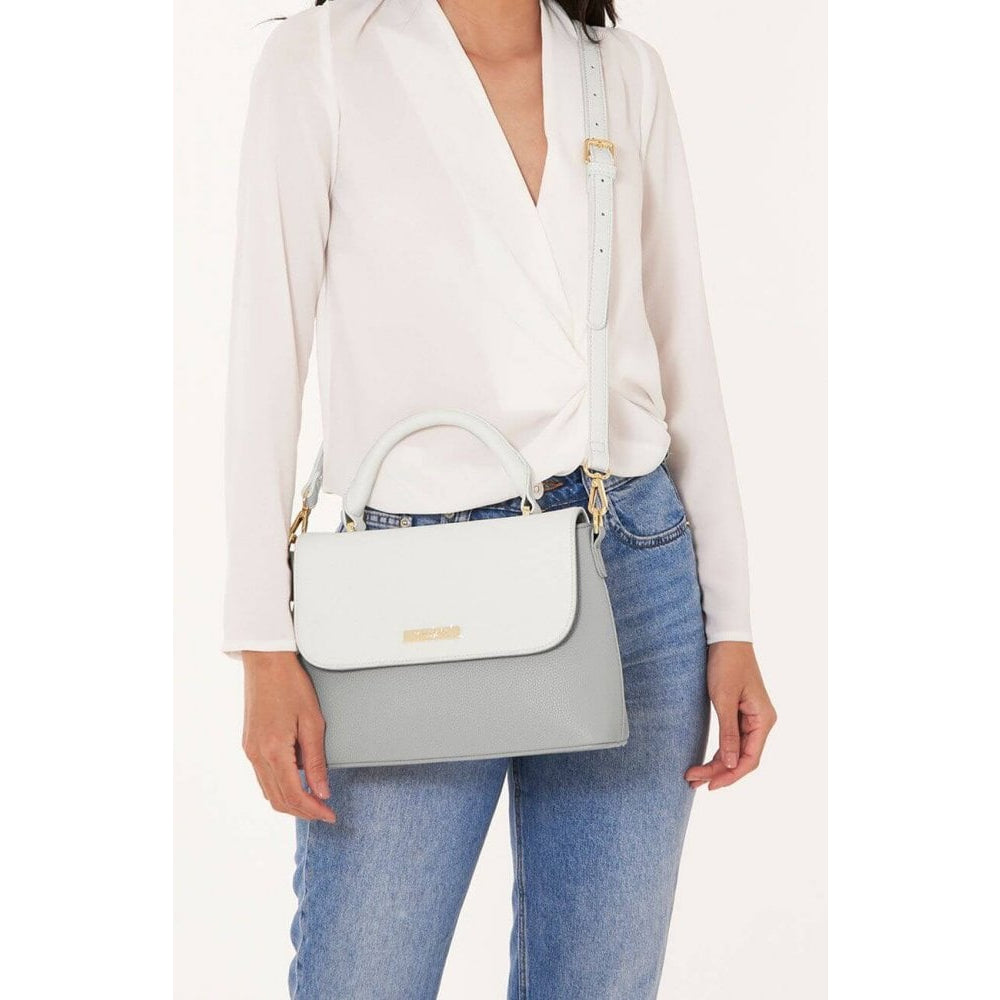Talia Two Tone Messenger Bag | White And Pale Grey | 19.5 X 24.5 X 8cm