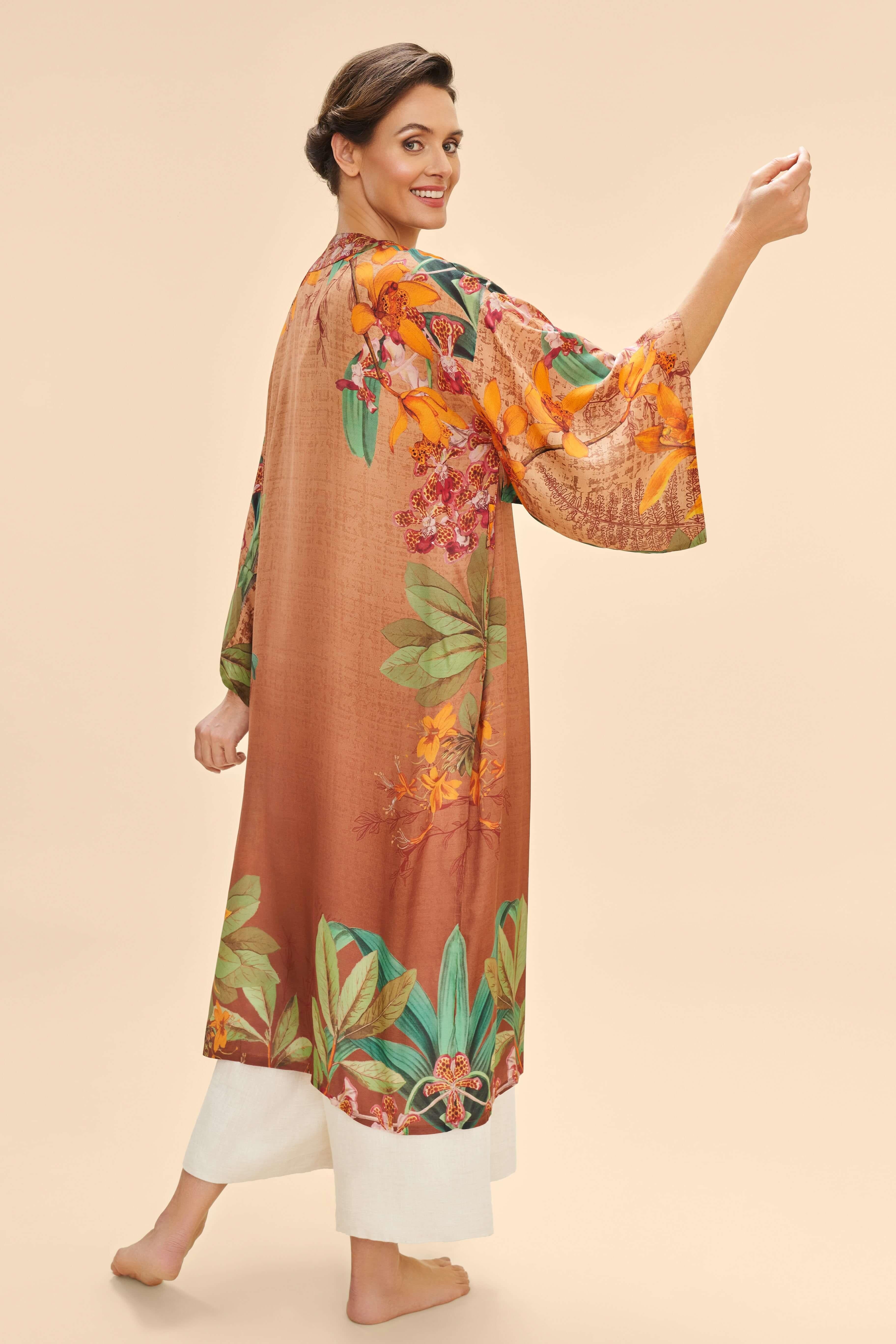 Botany Bliss in Taupe Kimono Gown