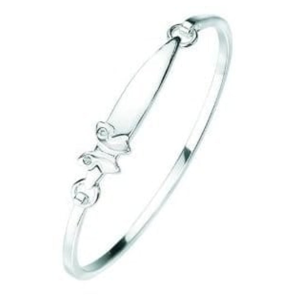 Girls Sterling Silver Butterfly Bangle With Two Diamonds