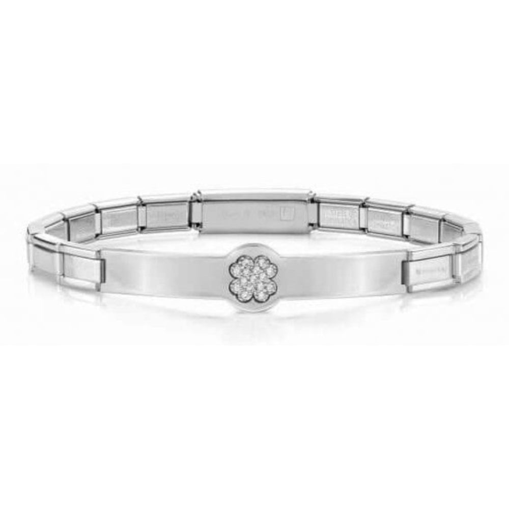 Trendsetter Silver Bracelet White CZ Four Leaf Clover