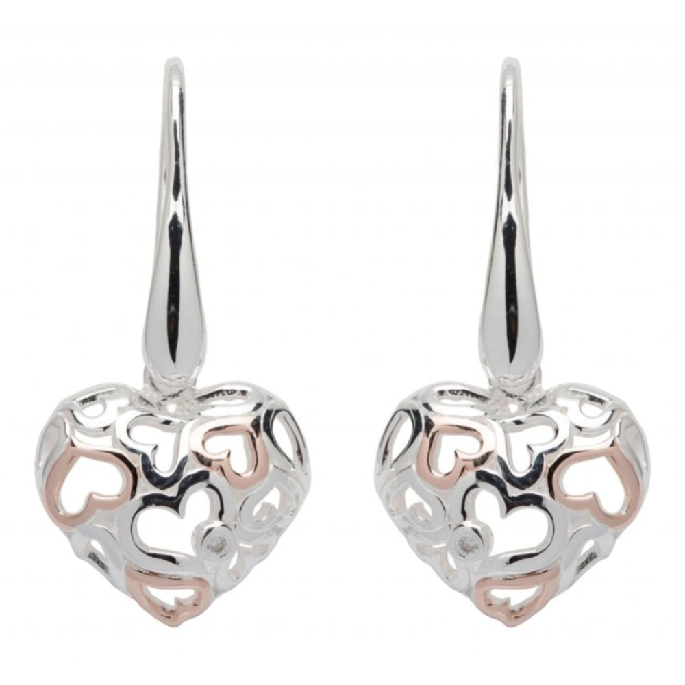 Sterling Silver 925 Earrings with Rose Gold Plating and CZ