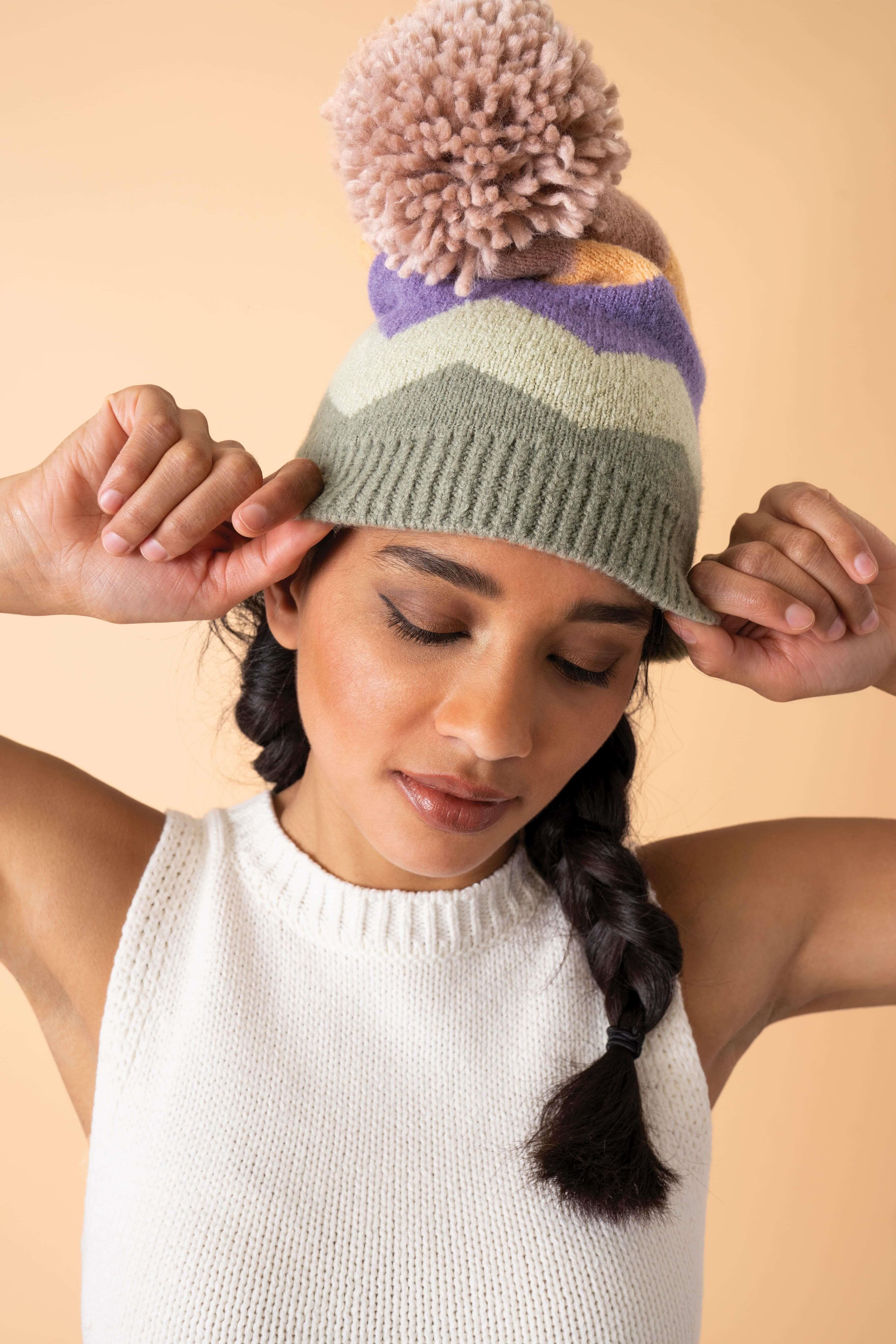 Nora Bobble Hat - Sage Mix