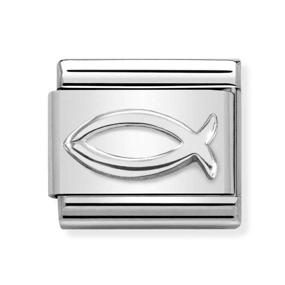 Classic Composable Link In Silver With Ichthys Symbol