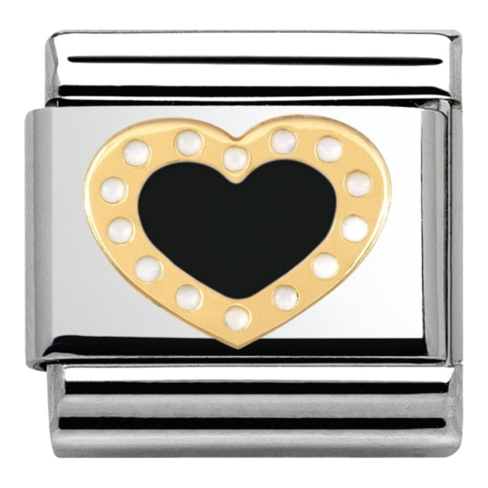 Classic Black Heart With Gold Edge Link