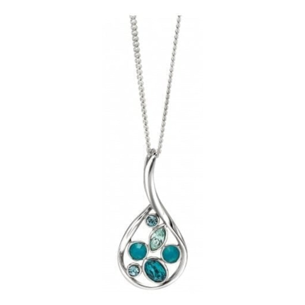 Ladies Blue Swarvoski Crystals Silver Necklace