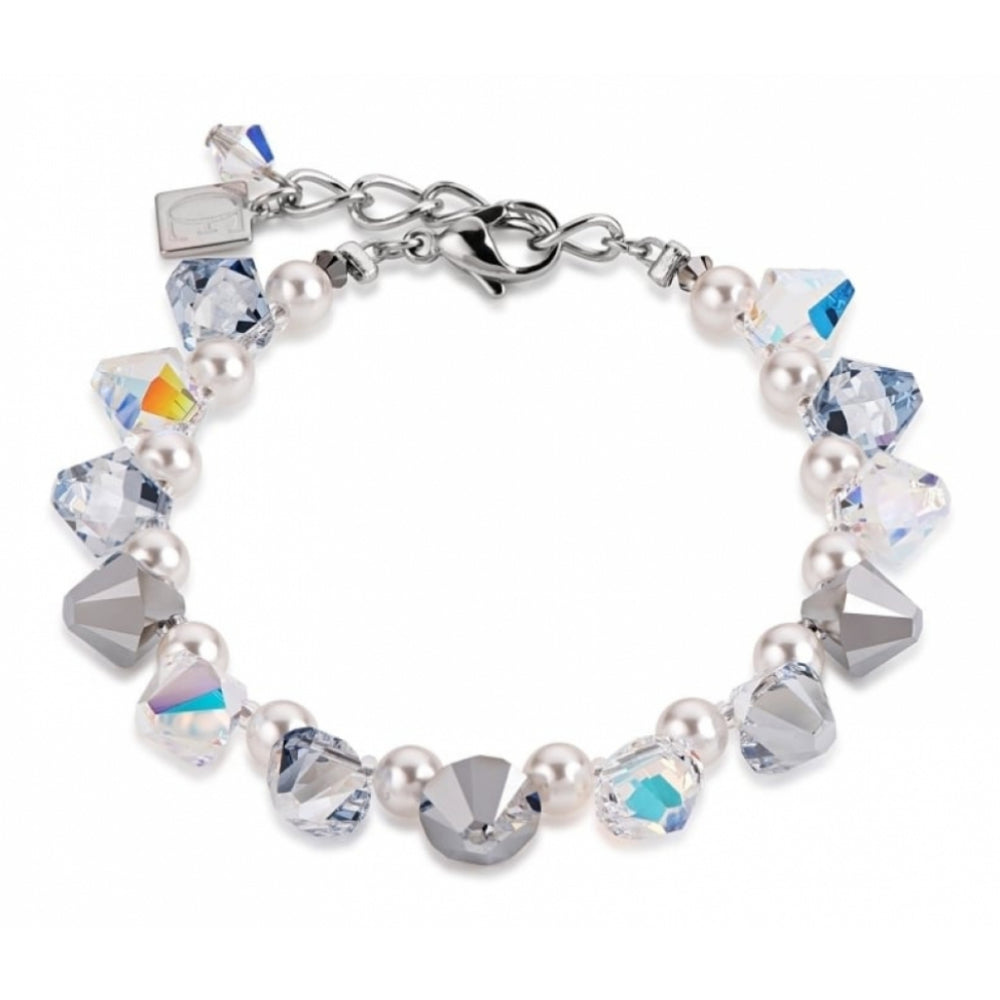 Silver Crystals & Pearls Bracelet