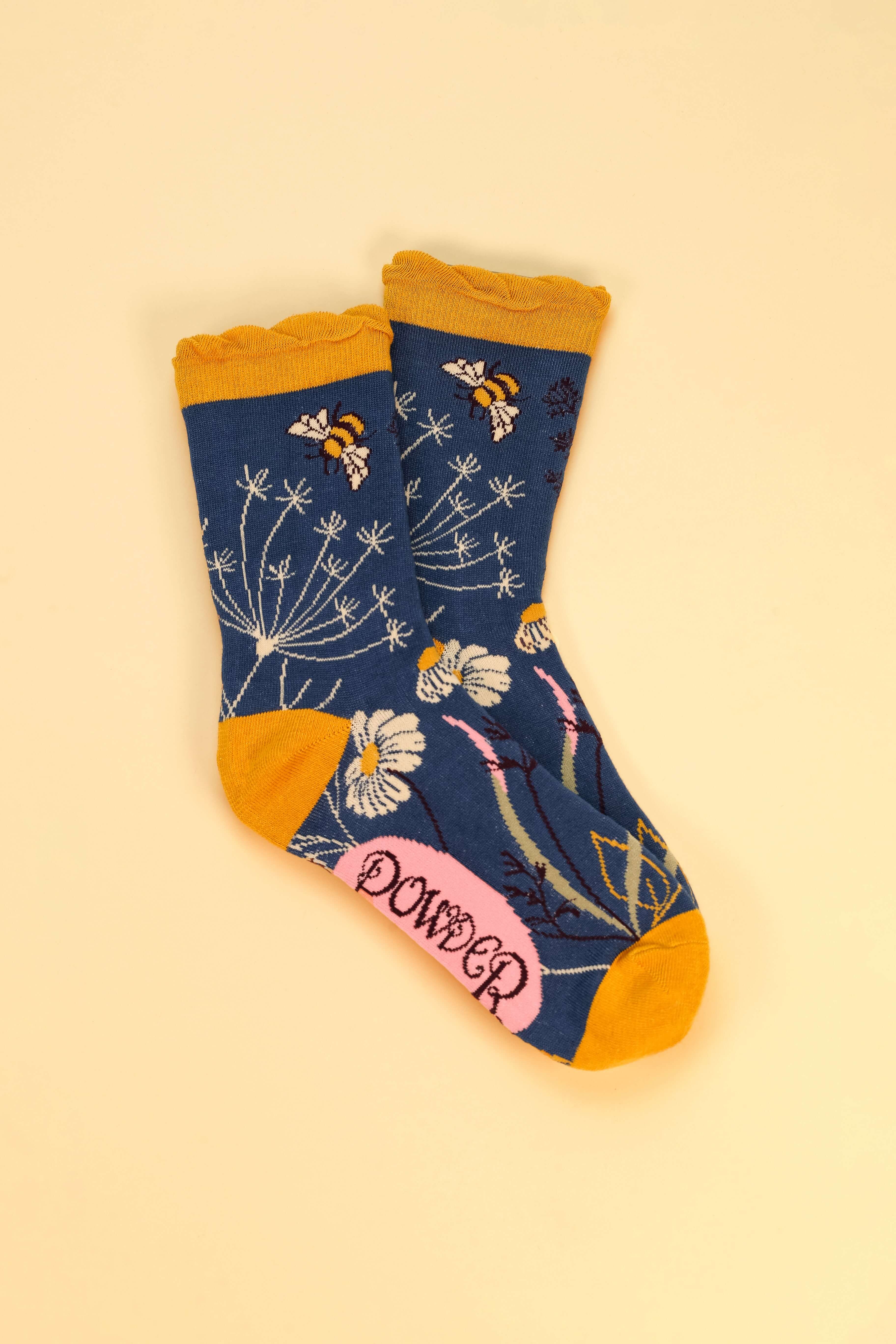 Summer Meadow Ankle Socks - Navy