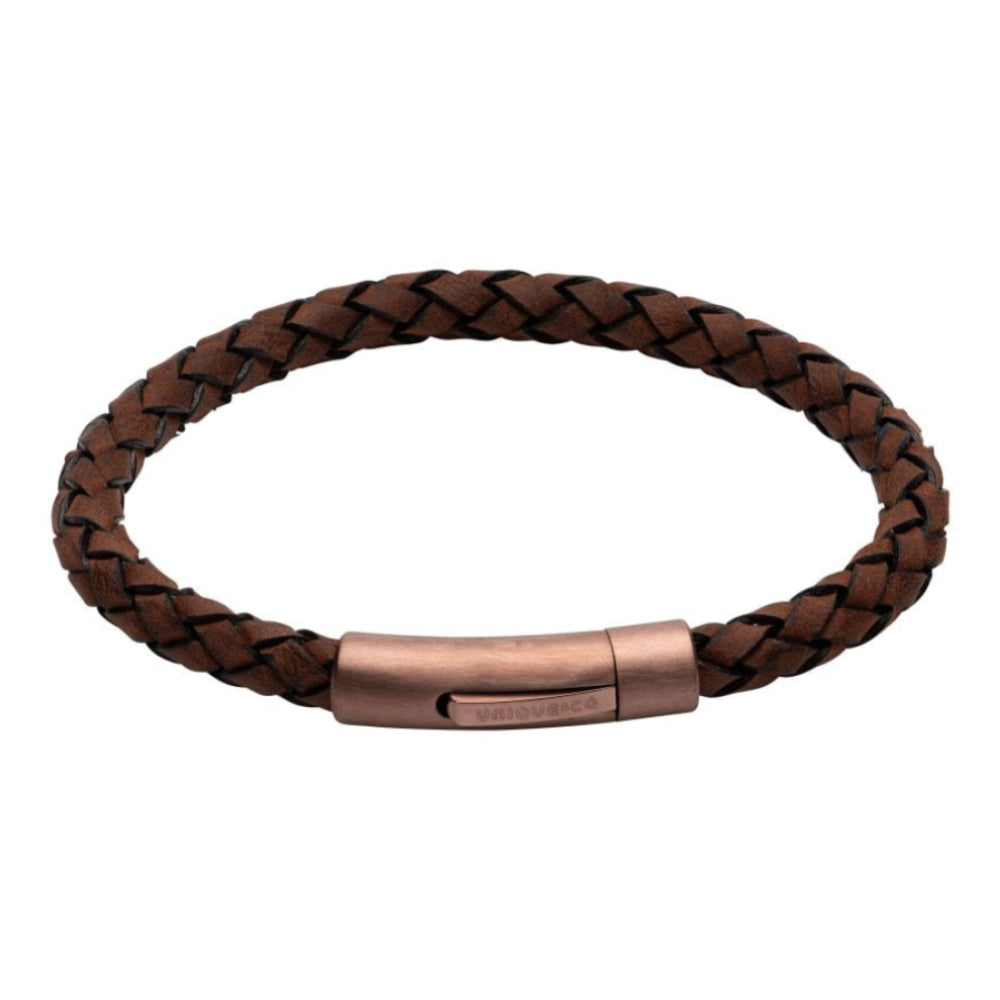 Dark Brown Leather Bracelet with Matte Brown IP Plated Steel Clasp