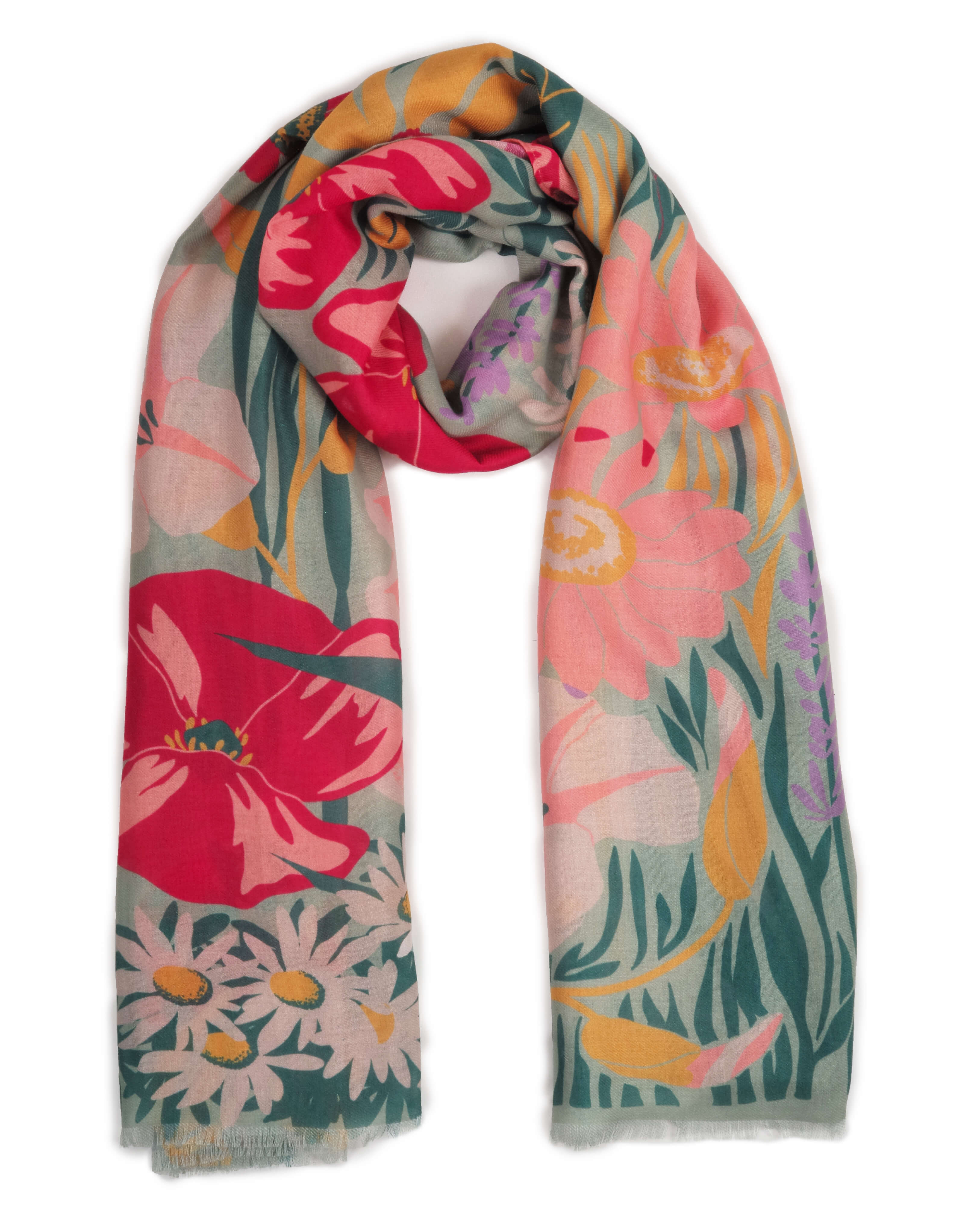 Printed Scarf Country Garden Mint