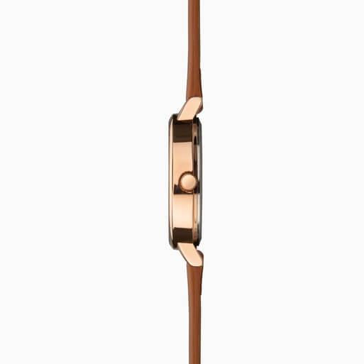 Rose Gold Case With Rose Dial & Tan PU Strap Watch