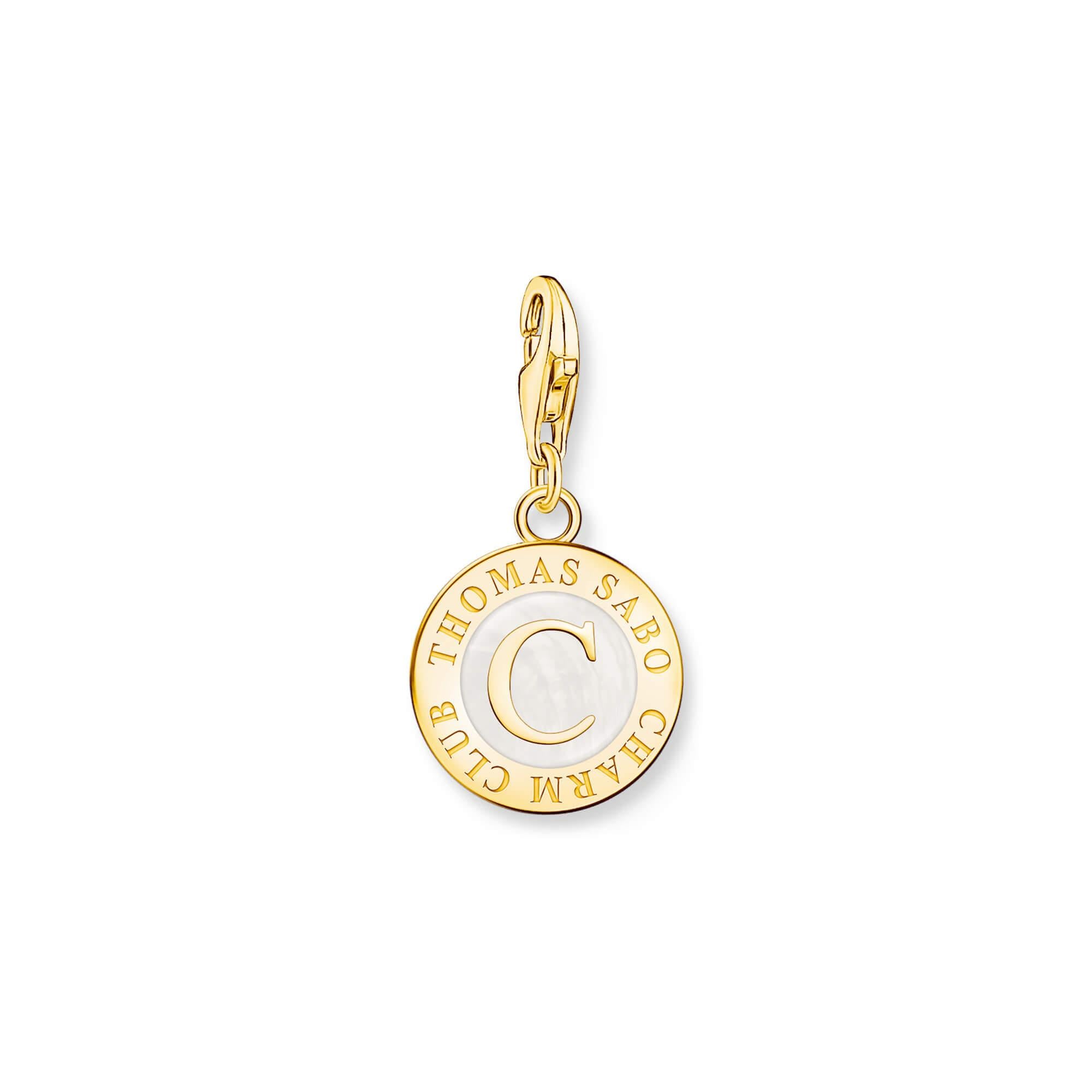 Gold Plated White CHARMISTA COIN Charm Pendant