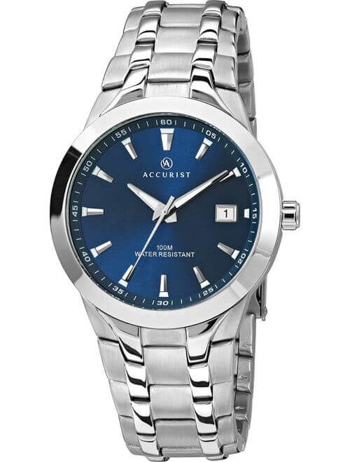 Gents Stainless Steel Blue Dial Adjustable Bracelet Watch