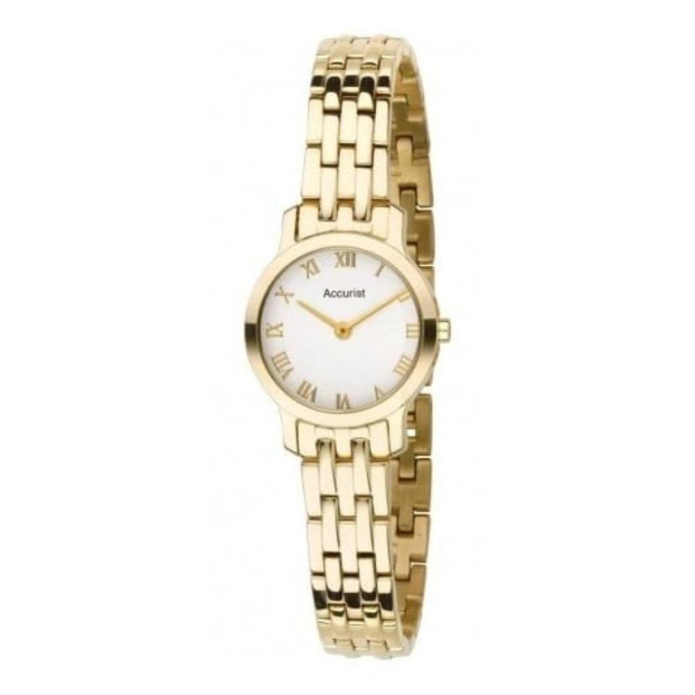 Ladies Gold Plated With Roman Numerals Linked Bracelet Watch