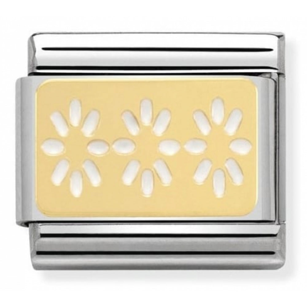 Classic Flowers In Stainless Steel & 18k Gold Charm