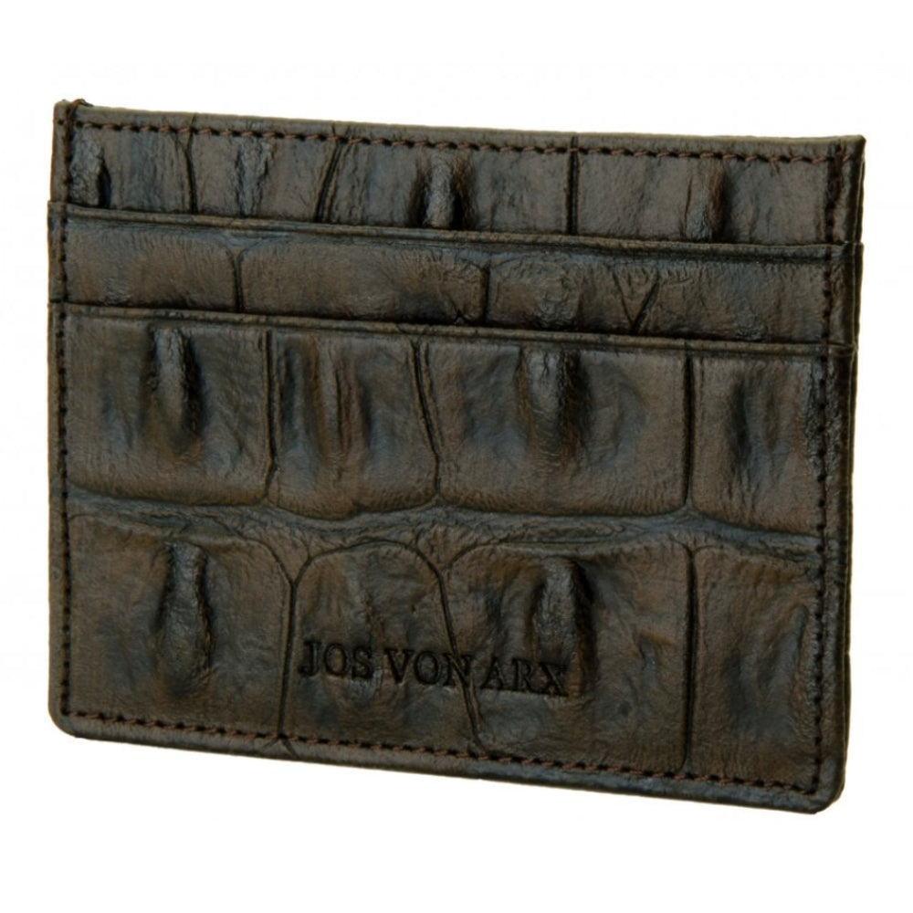 RFID Blocking Distressed Charcoal Leather Aligator Print Finish, 5 Compartments Wallet