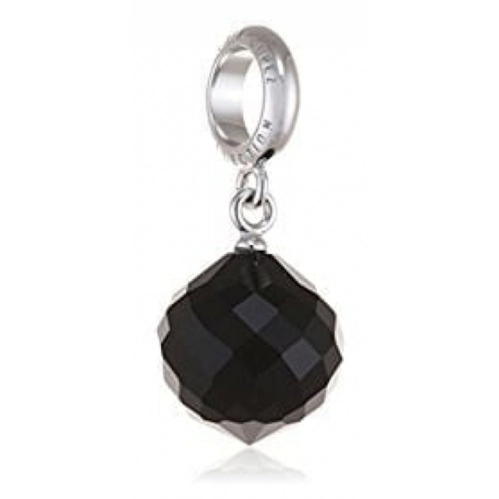 Black Stone Drop Sterling Silver Charm