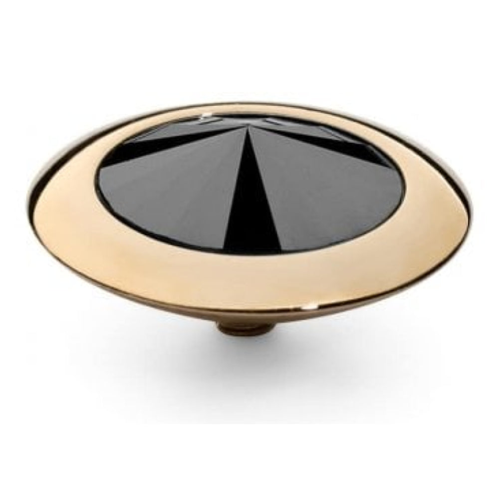Famosa Gold 16mm Tondo Ring Top Jet Hematite