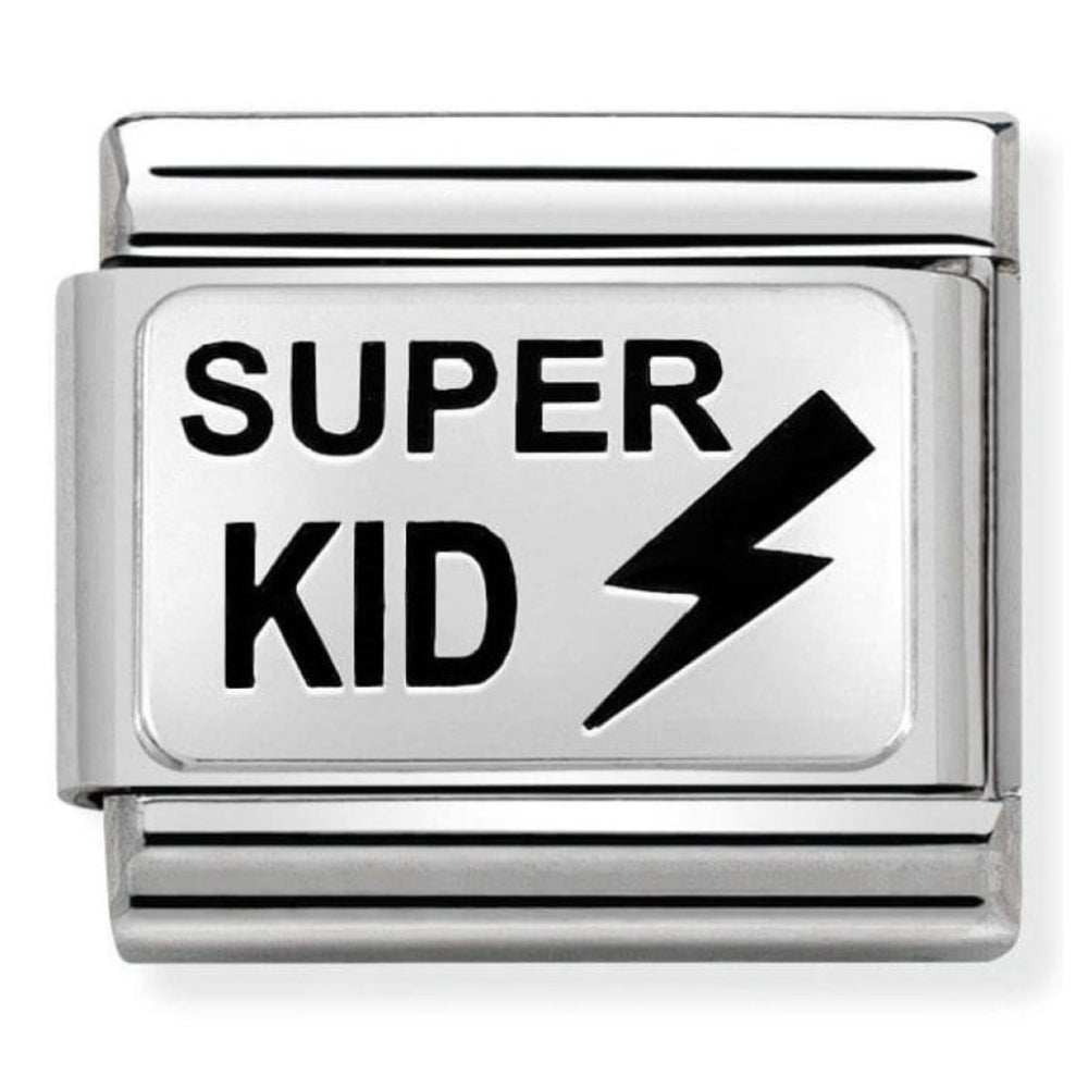 Composable Classic Oxidised Plates In Steel & 925 Silver Super Kid Charm