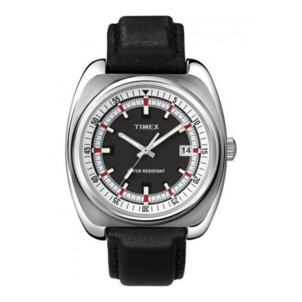 Gents Retro Black Leather Strap Watch