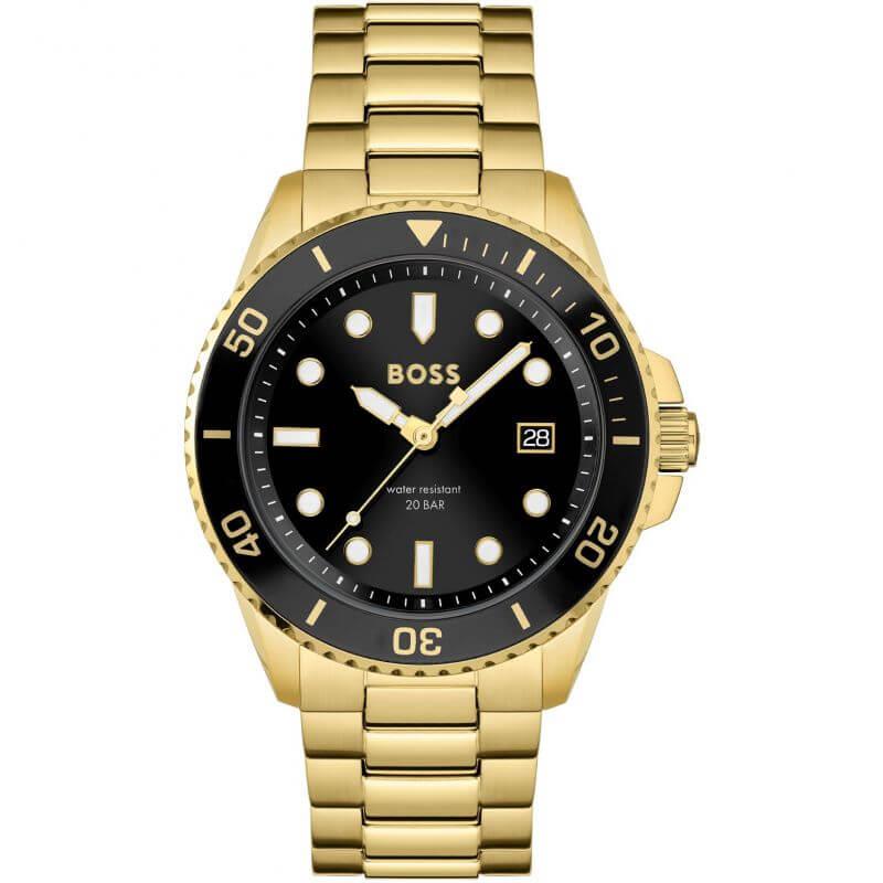 Ace Black Dial Gold Stainless Steel Bracelet Watch
