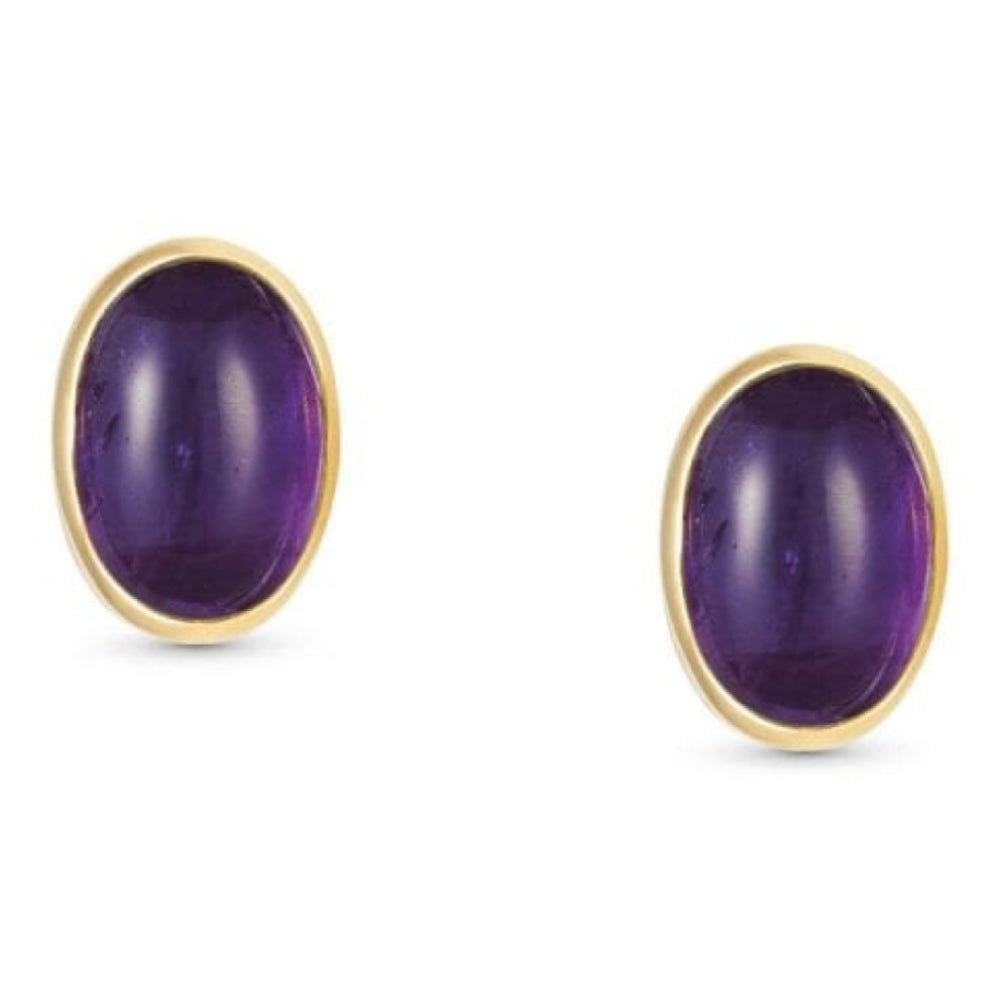 18k Gold Plated With Amethyst Oval Earrings
