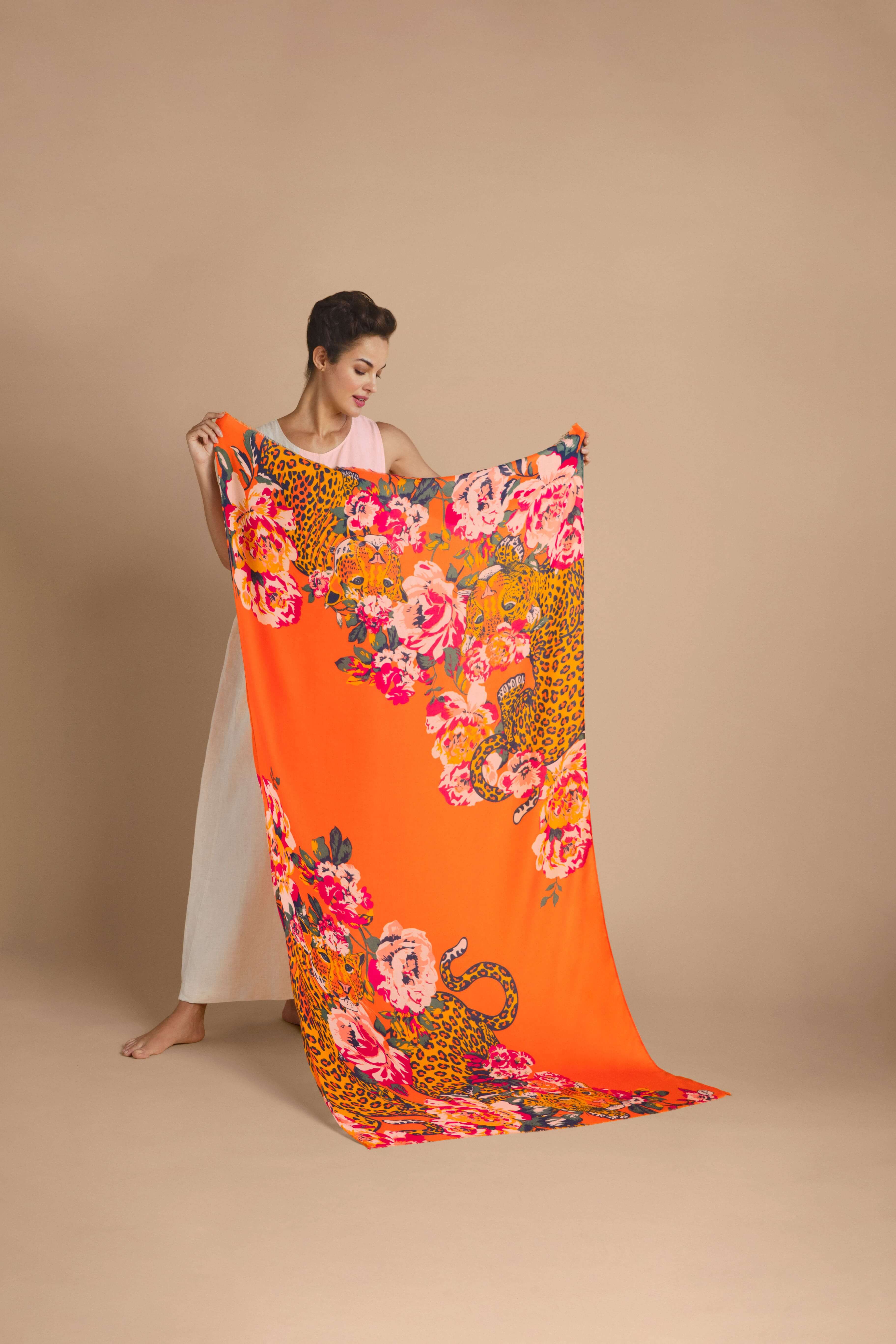 Leopards in Bloom Print Scarf