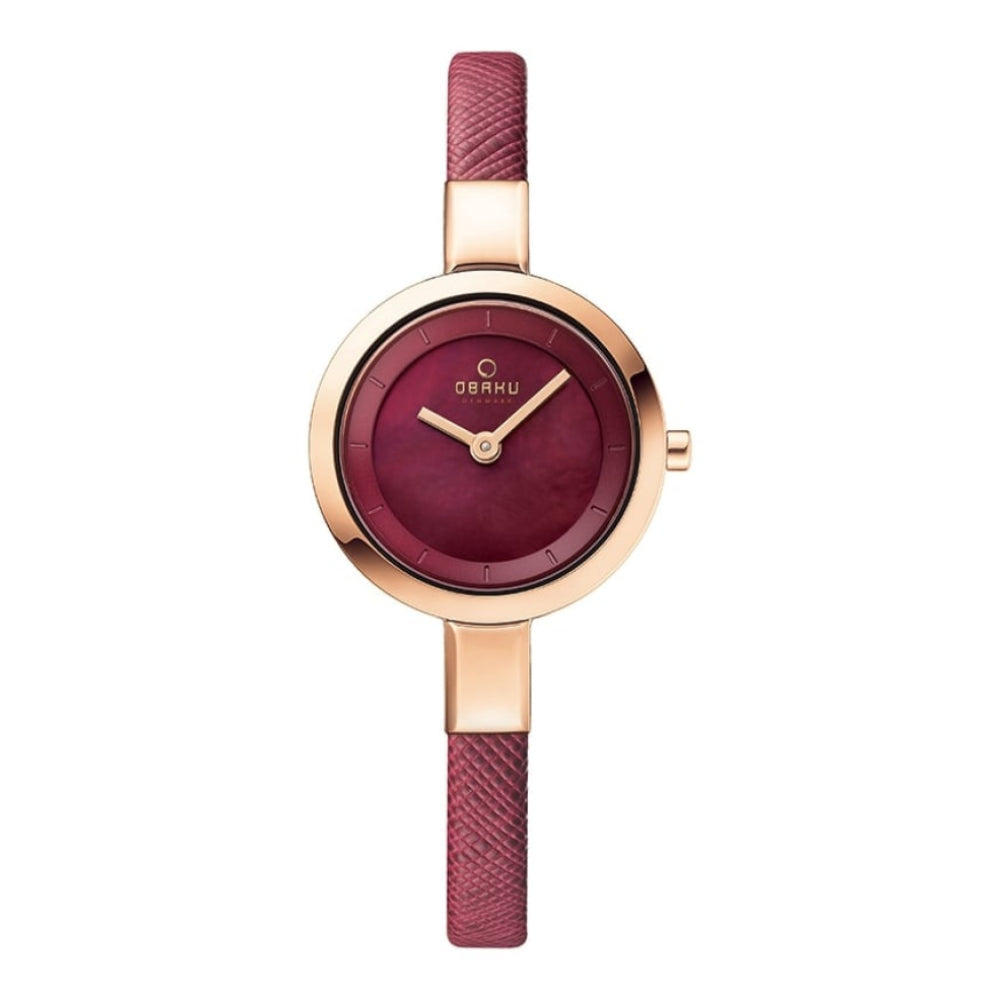 SIV- CHERRY Rose Gold Plated Leather Calf Watch