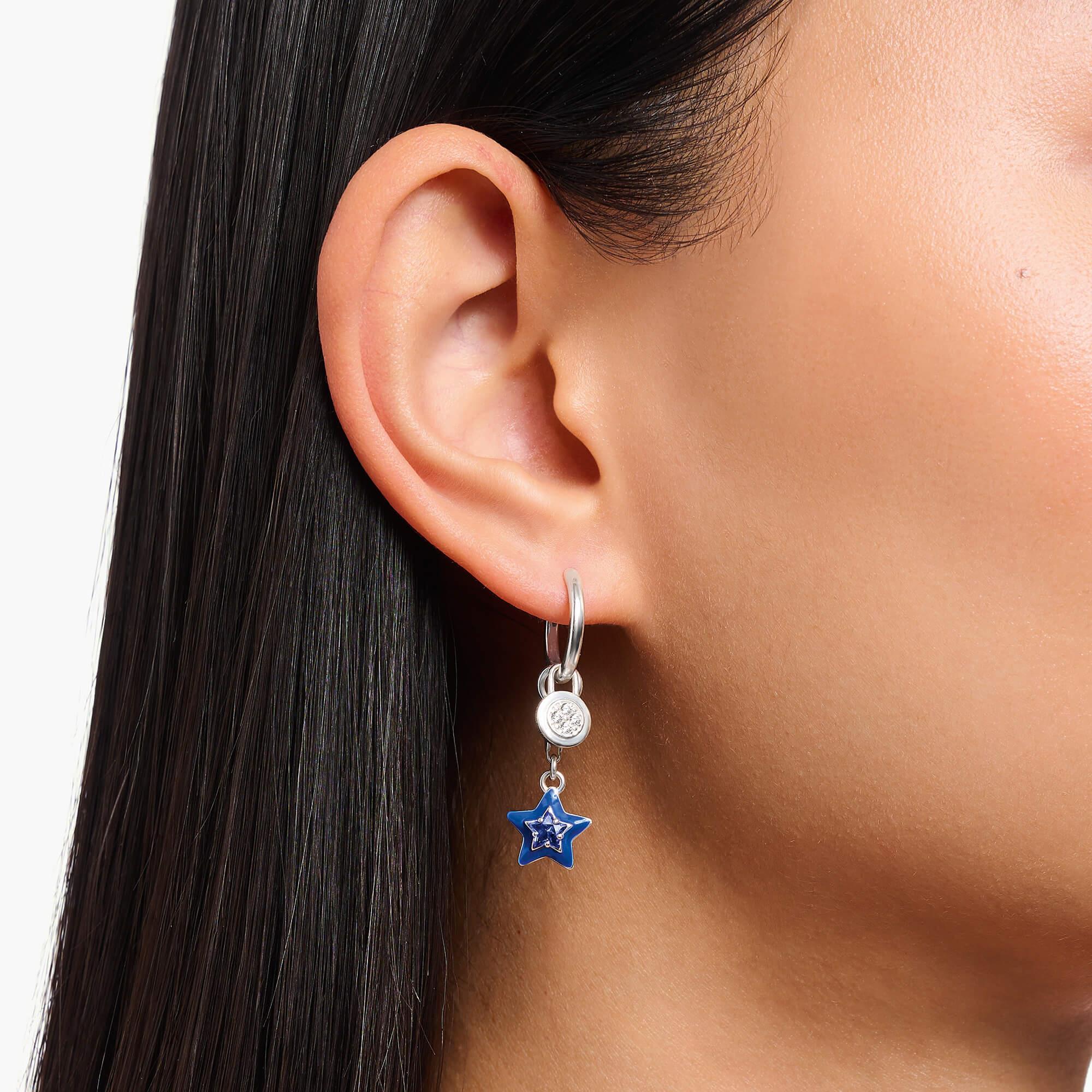 Star With Blue CZ & Enamel Charm Pendant