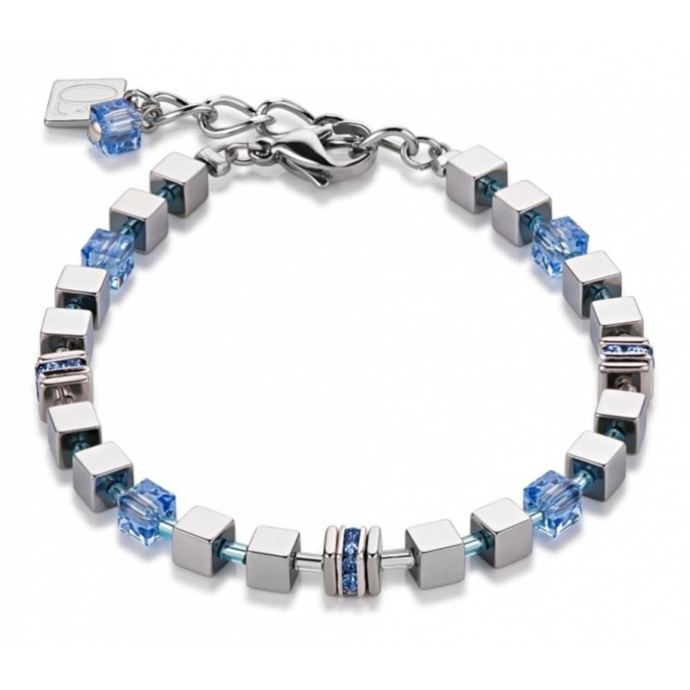 Blue & Silver Geo Cubes Bracelet