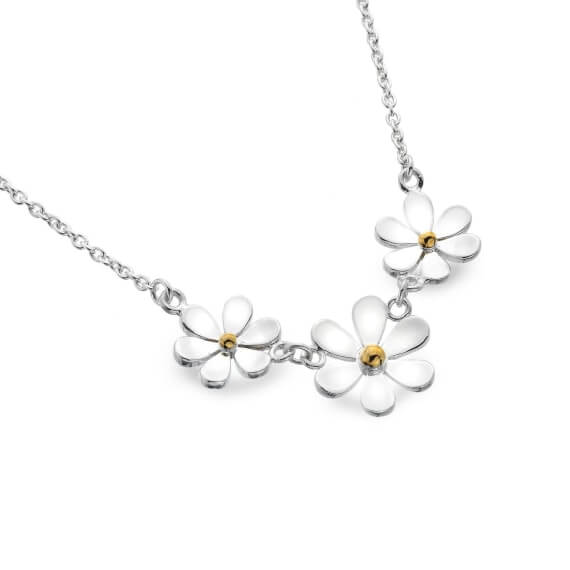 Origins Two Tone Daisies Pendant Necklace