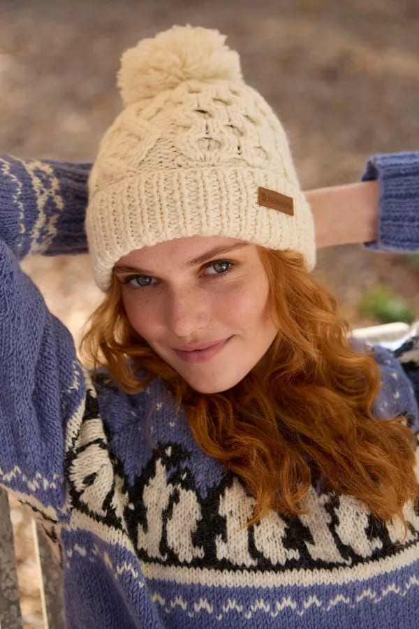 Enniskerry Bobble Beanie (Pure Merino) Cream