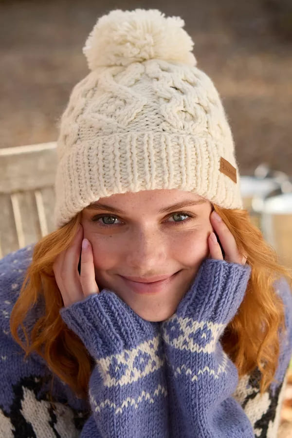 Enniskerry Bobble Beanie (Pure Merino) Cream