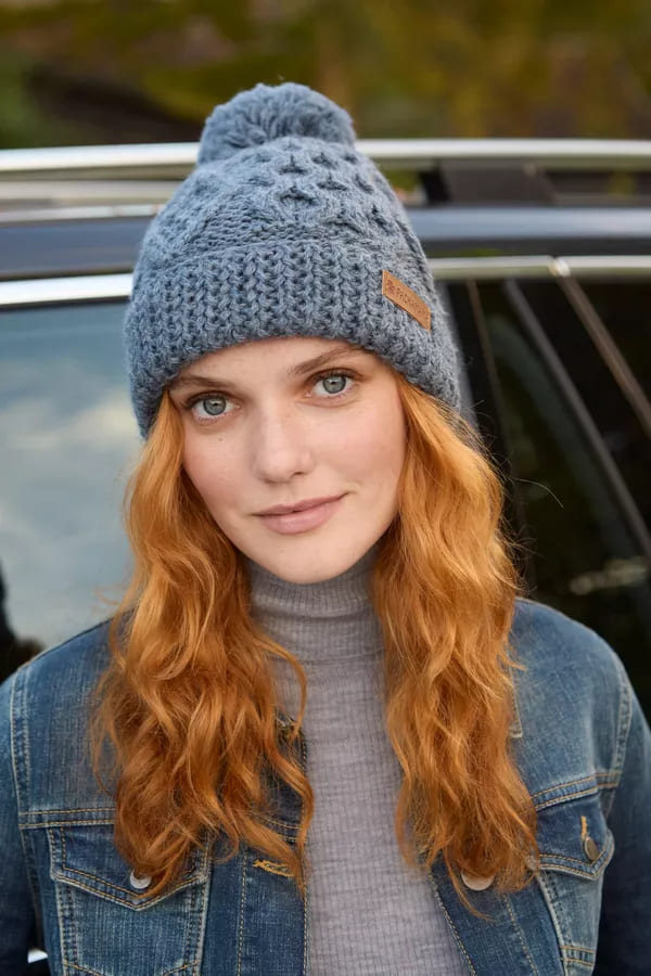 Enniskerry Bobble Beanie (Pure Merino) Slate Blue