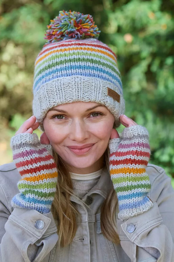 Hoxton Stripe Bobble Beanie (Pure Merino)