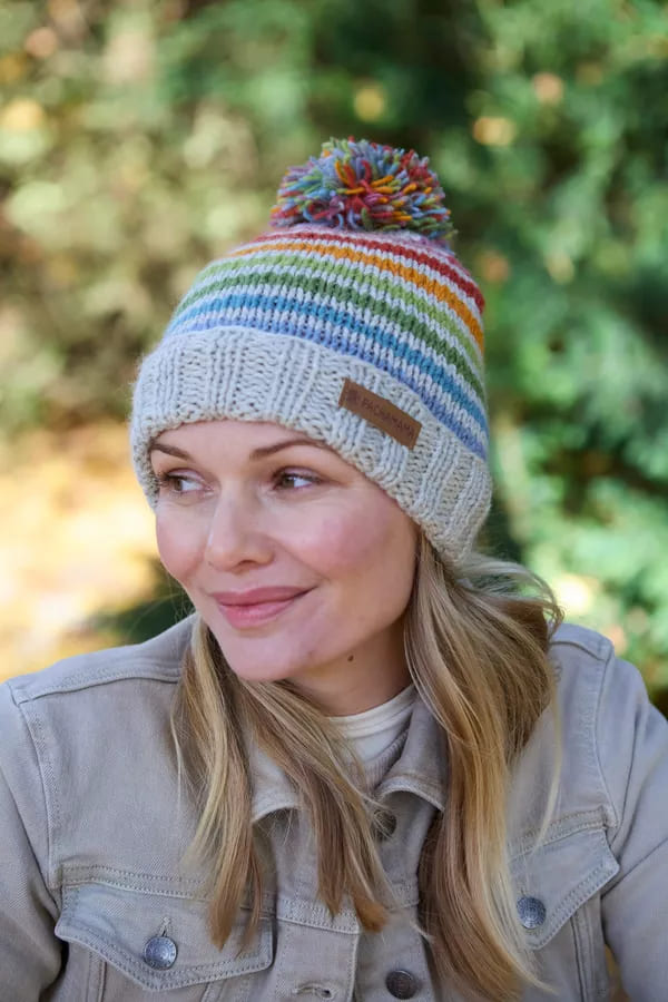 Hoxton Stripe Bobble Beanie (Pure Merino)