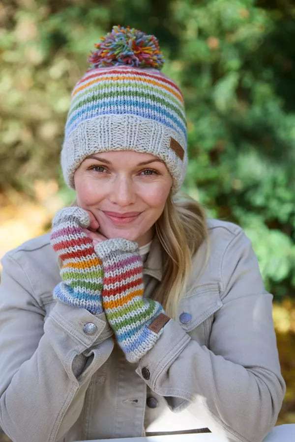 Hoxton Stripe Bobble Beanie (Pure Merino)