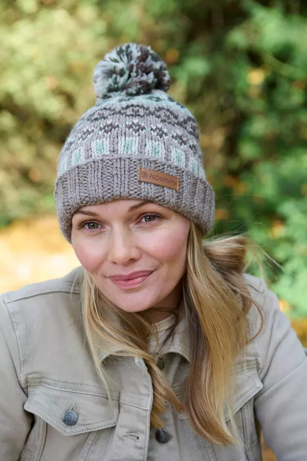 Loch Fyne Roll Back Bobble Beanie (Pure Merino) Green